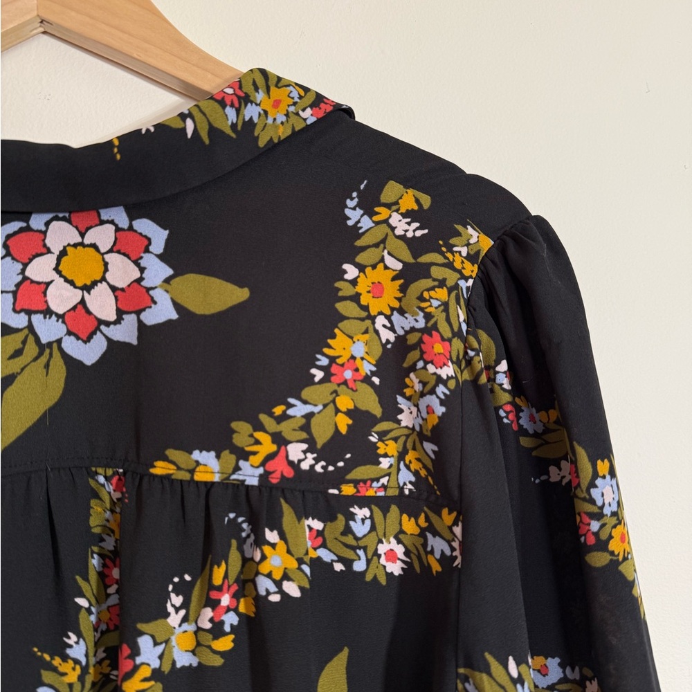 Modcloth Size S Black Floral Blouse - Picture 6 of 7